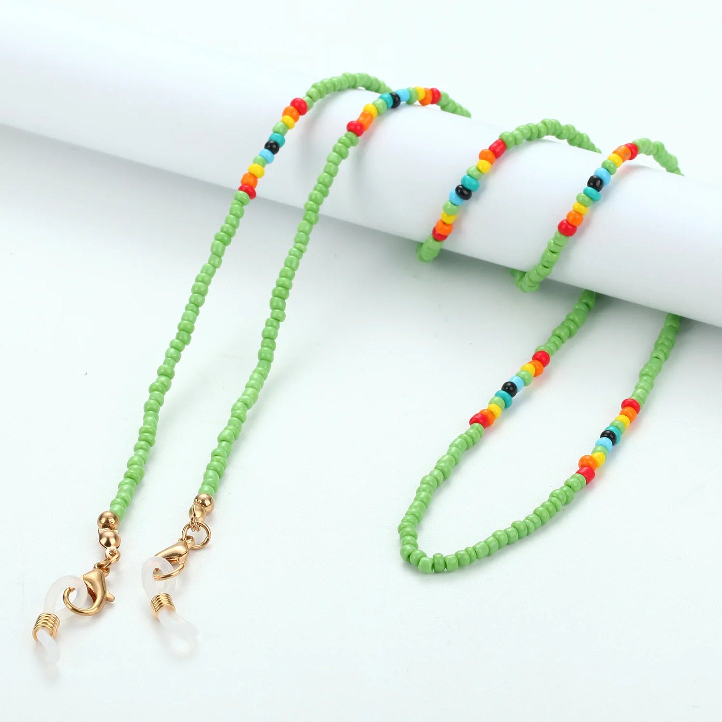 Fashion Rice Beads Glasses Chain Necklace Colorful Acrylic Eyewear Lanyard Reading Anti-Slip Sunglass Holder Cord Women Jewelry