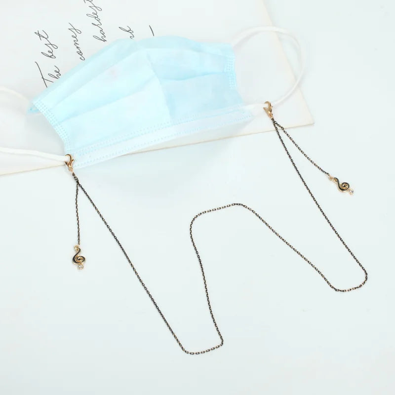 Fashion Vintage Black Eyeglass Lanyard Cartoon Animal Pendant Metal Strap Glasses Chain For Women Sunglasses Holder Cord