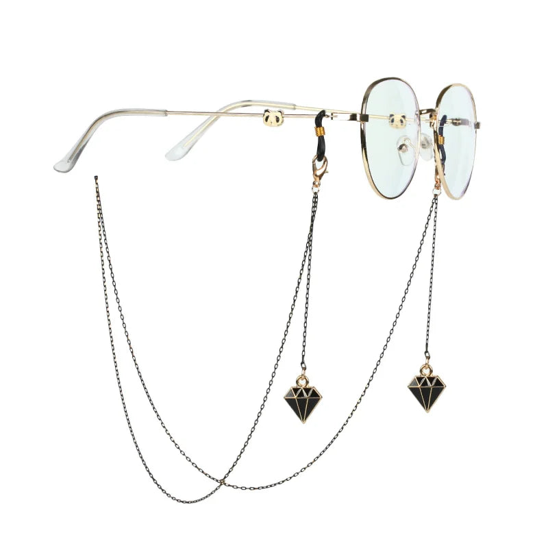 Fashion Vintage Black Eyeglass Lanyard Cartoon Animal Pendant Metal Strap Glasses Chain For Women Sunglasses Holder Cord