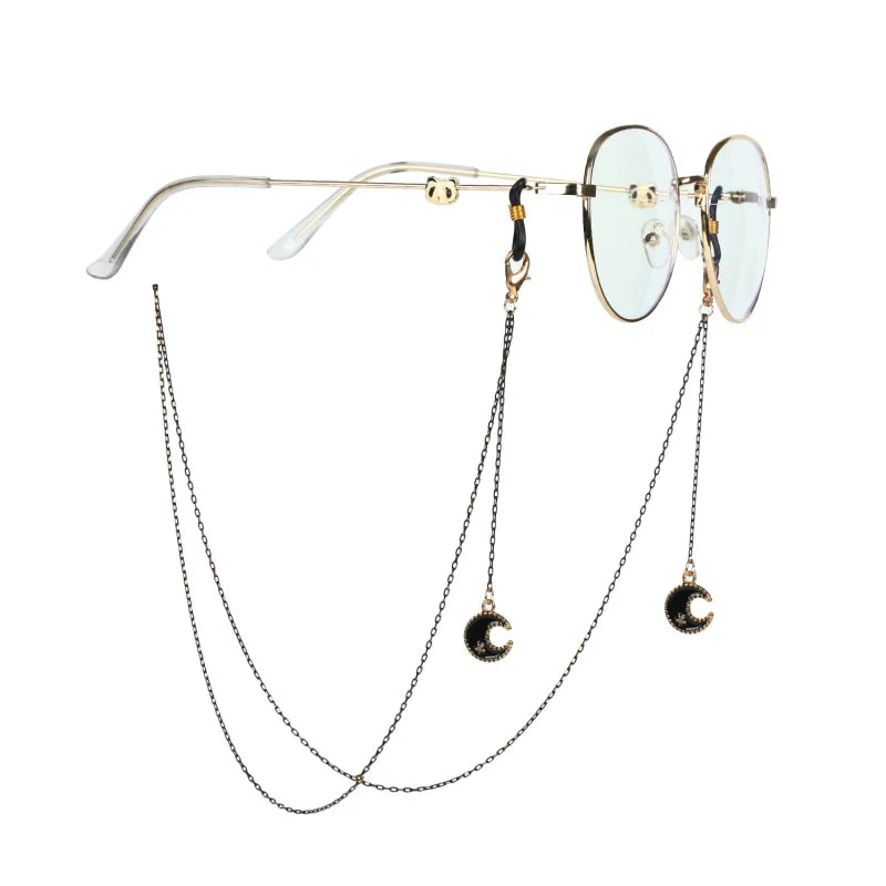 Fashion Vintage Black Eyeglass Lanyard Cartoon Animal Pendant Metal Strap Glasses Chain For Women Sunglasses Holder Cord