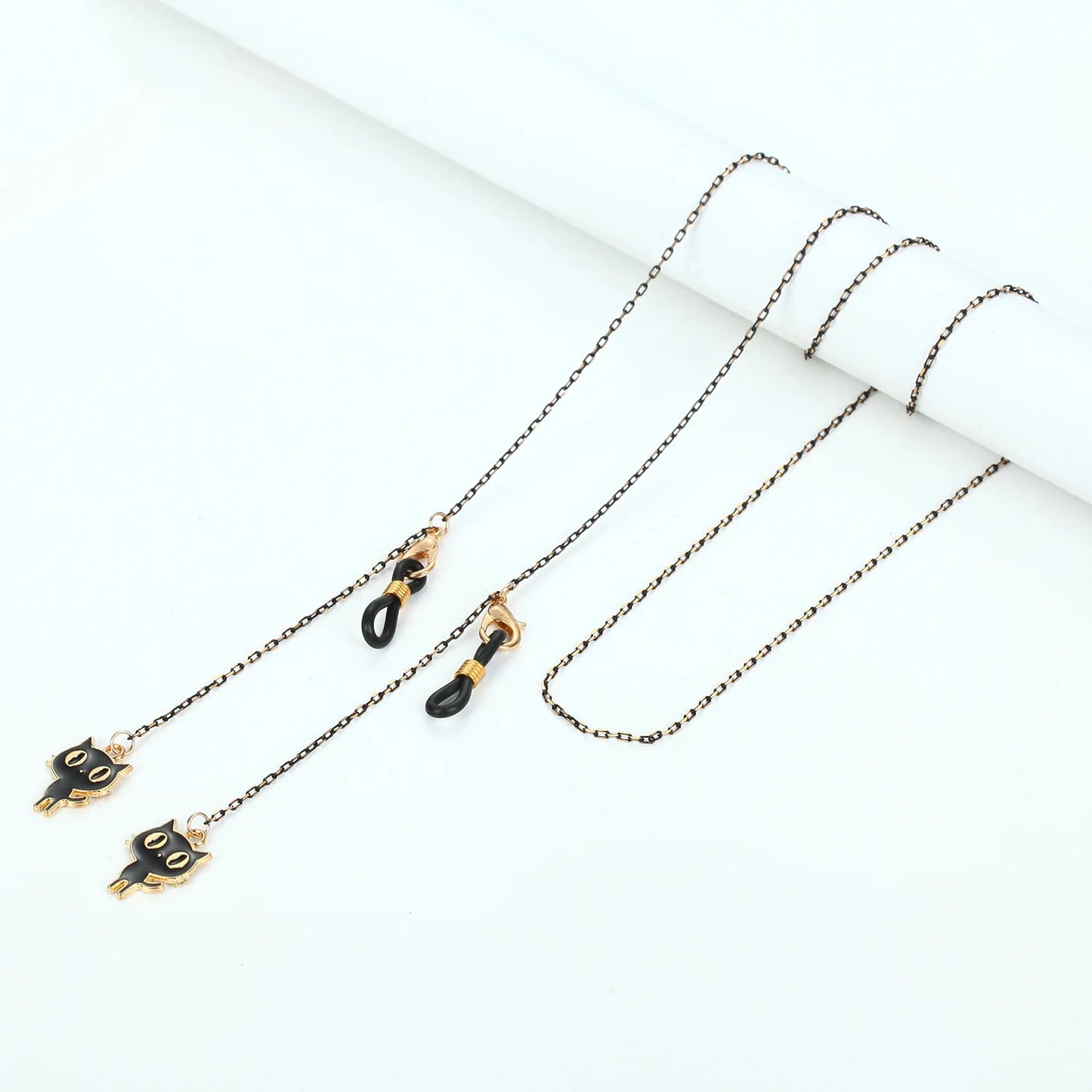 Fashion Vintage Black Eyeglass Lanyard Cartoon Animal Pendant Metal Strap Glasses Chain For Women Sunglasses Holder Cord