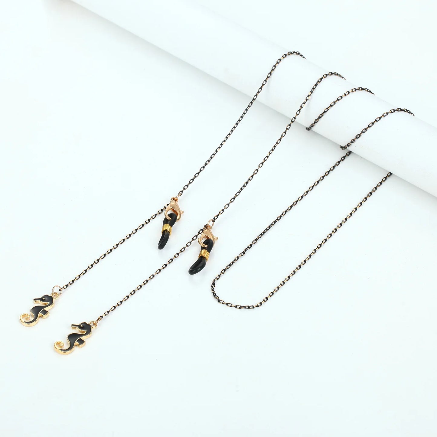 Fashion Vintage Black Eyeglass Lanyard Cartoon Animal Pendant Metal Strap Glasses Chain For Women Sunglasses Holder Cord