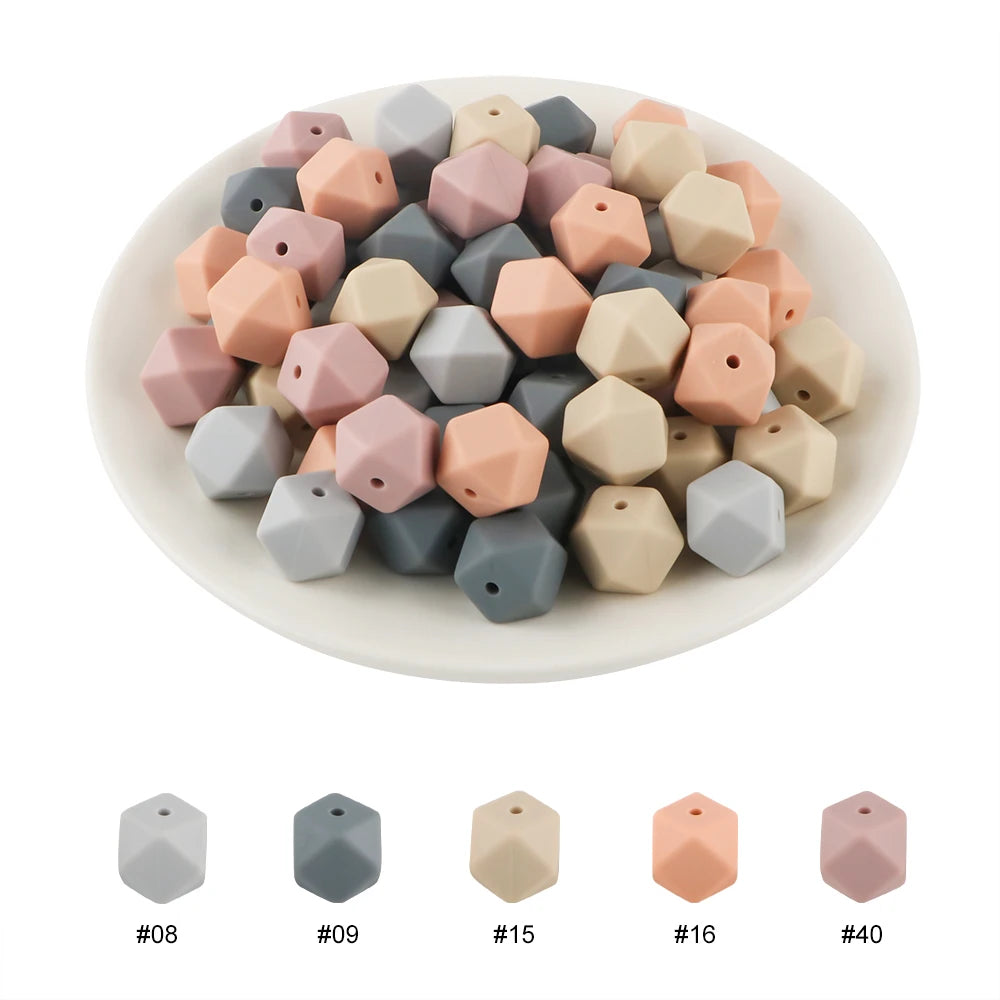 Kovict 30Pcs Silicone Beads 14mm Hexagon Bead For Jewelry Making DIY Necklace Bracelets Keychain Jewelry Accessories Food Grade