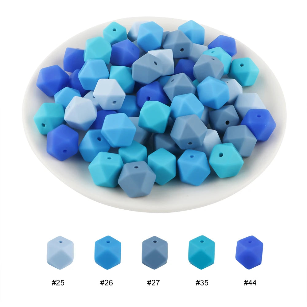 Kovict 30Pcs Silicone Beads 14mm Hexagon Bead For Jewelry Making DIY Necklace Bracelets Keychain Jewelry Accessories Food Grade