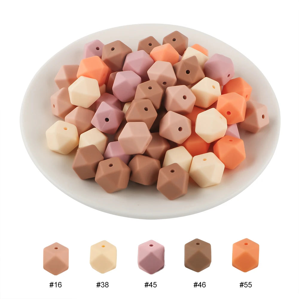 Kovict 30Pcs Silicone Beads 14mm Hexagon Bead For Jewelry Making DIY Necklace Bracelets Keychain Jewelry Accessories Food Grade