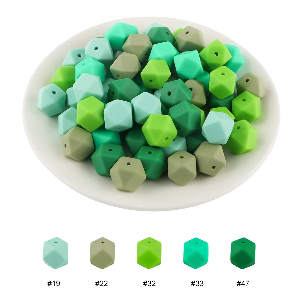 Kovict 30Pcs Silicone Beads 14mm Hexagon Bead For Jewelry Making DIY Necklace Bracelets Keychain Jewelry Accessories Food Grade