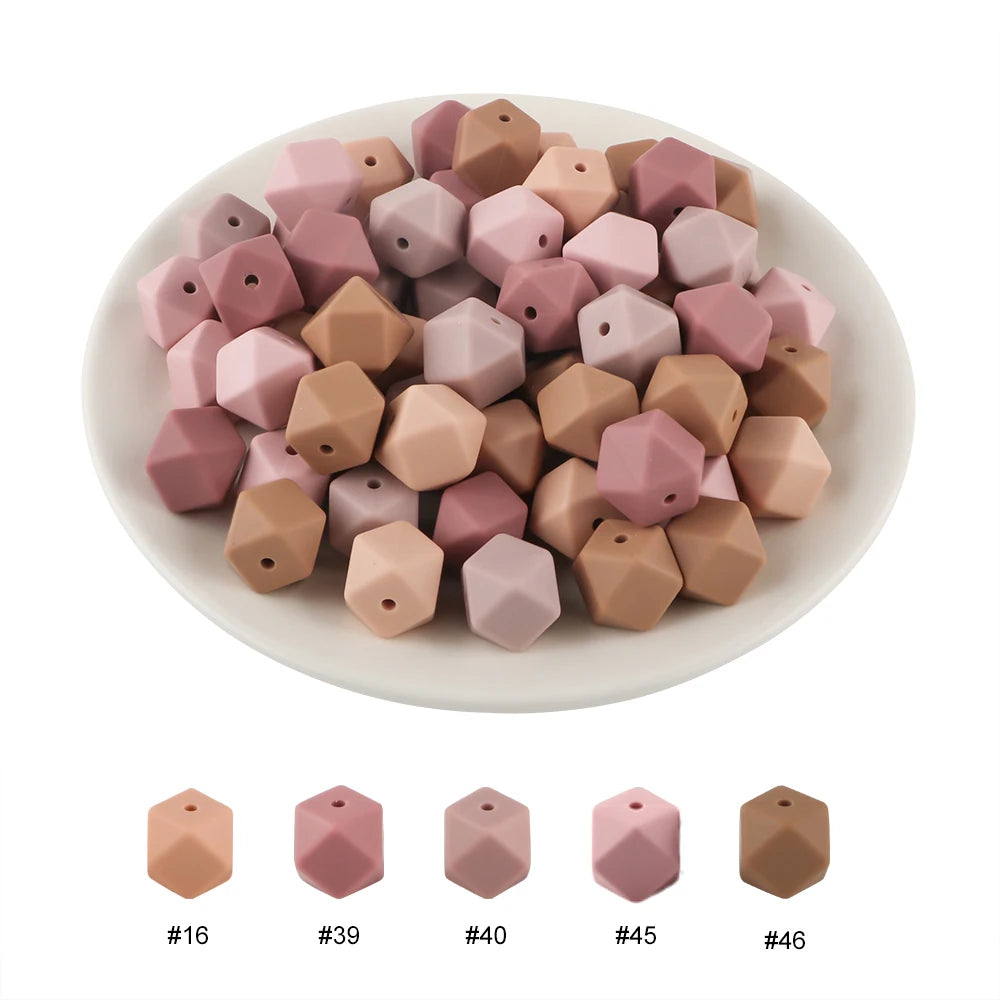 Kovict 30Pcs Silicone Beads 14mm Hexagon Bead For Jewelry Making DIY Necklace Bracelets Keychain Jewelry Accessories Food Grade