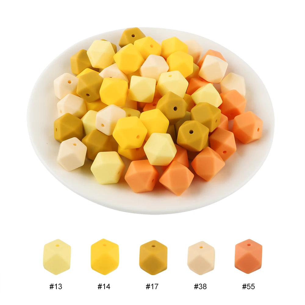 Kovict 30Pcs Silicone Beads 14mm Hexagon Bead For Jewelry Making DIY Necklace Bracelets Keychain Jewelry Accessories Food Grade