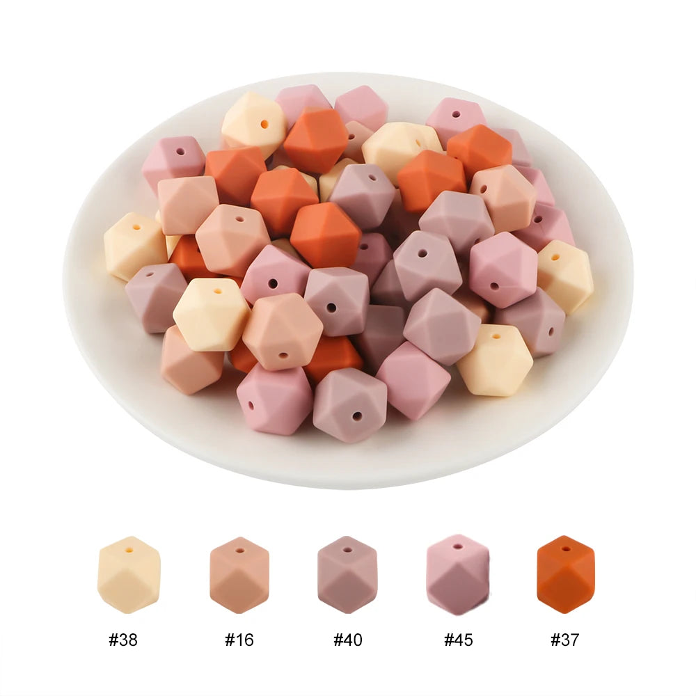 Kovict 30Pcs Silicone Beads 14mm Hexagon Bead For Jewelry Making DIY Necklace Bracelets Keychain Jewelry Accessories Food Grade