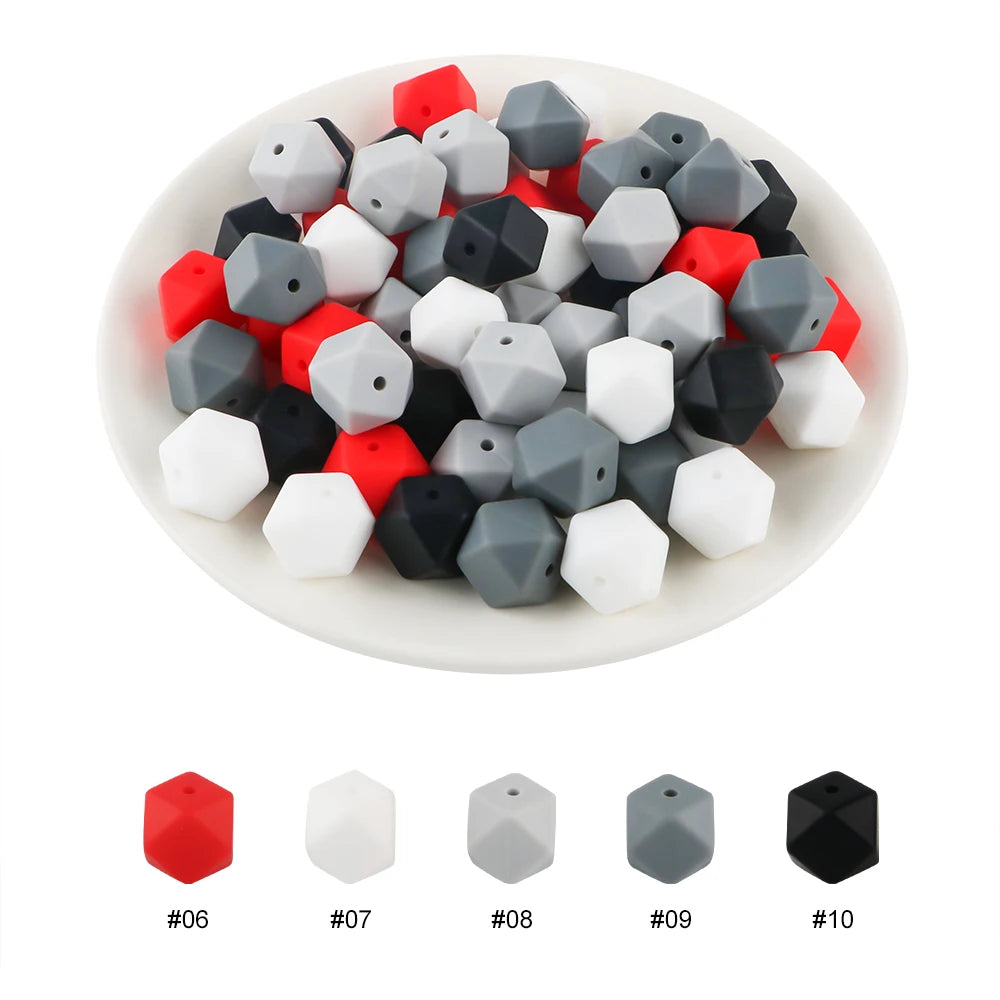 Kovict 30Pcs Silicone Beads 14mm Hexagon Bead For Jewelry Making DIY Necklace Bracelets Keychain Jewelry Accessories Food Grade