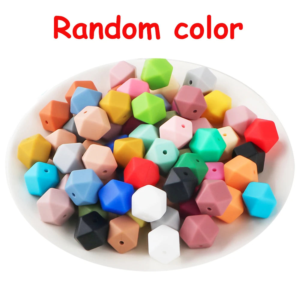 Kovict 30Pcs Silicone Beads 14mm Hexagon Bead For Jewelry Making DIY Necklace Bracelets Keychain Jewelry Accessories Food Grade