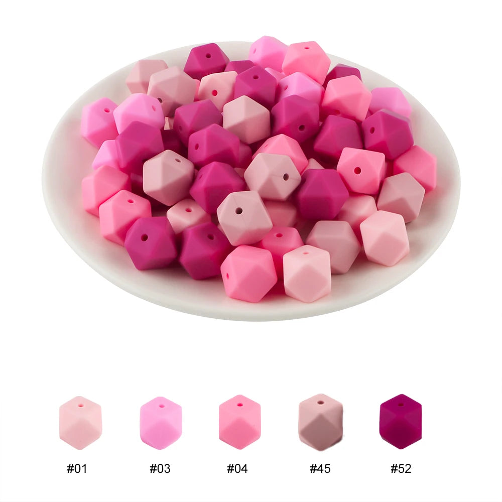 Kovict 30Pcs Silicone Beads 14mm Hexagon Bead For Jewelry Making DIY Necklace Bracelets Keychain Jewelry Accessories Food Grade