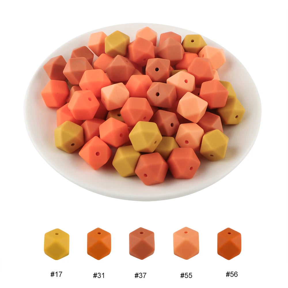 Kovict 30Pcs Silicone Beads 14mm Hexagon Bead For Jewelry Making DIY Necklace Bracelets Keychain Jewelry Accessories Food Grade