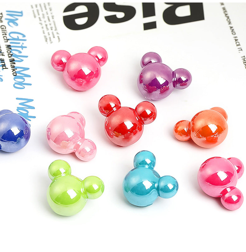 Acrylic half-hole headstring accessories plated with colorful cartoon Mickey Head loose beads