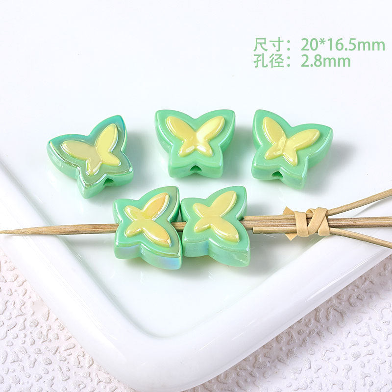 Candy color Cute contrast color butterfly loose beads DIY hand-beaded mobile phone chain material accessories