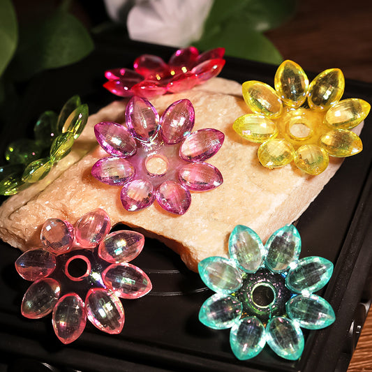 Color-plated acrylic lotus flower pedestal single hole eight petal flower bead loose beads