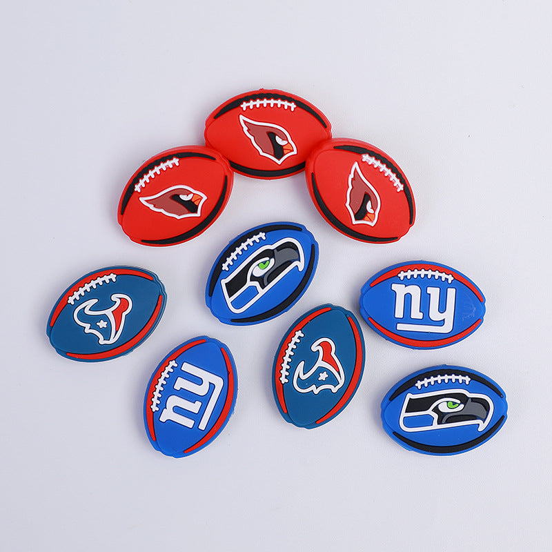 Spot rugby team badge silicone beads European and American accessories diy keychain necklace accessories loose beads wholesale
