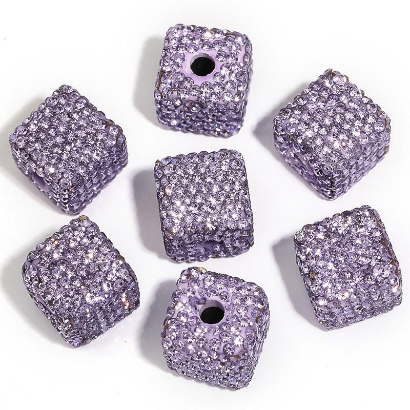Large hole beads Shambhala polymer clay drill ball hand full diamond square beads diy jewelry accessories beaded separated beads