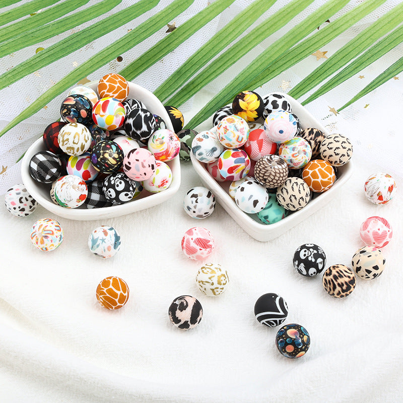 Color water transfer silicone beads diy jewelry beading accessories loose beads