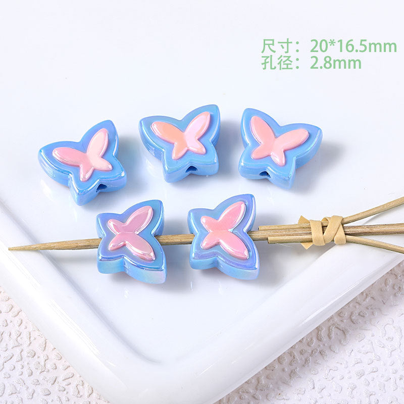 Candy color Cute contrast color butterfly loose beads DIY hand-beaded mobile phone chain material accessories