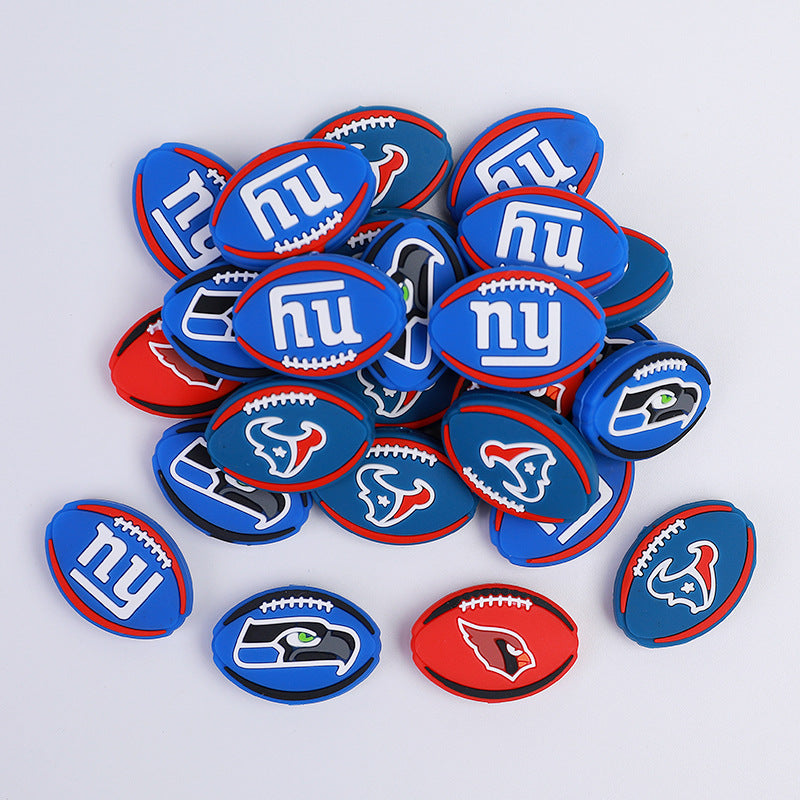 Spot rugby team badge silicone beads European and American accessories diy keychain necklace accessories loose beads wholesale