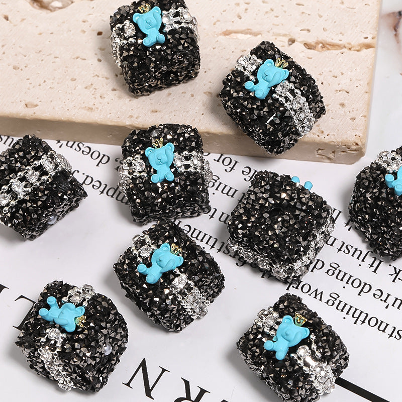 Colorful full diamond sugar beaded crown Bear diamond ball straight hole acrylic beads diy accessories