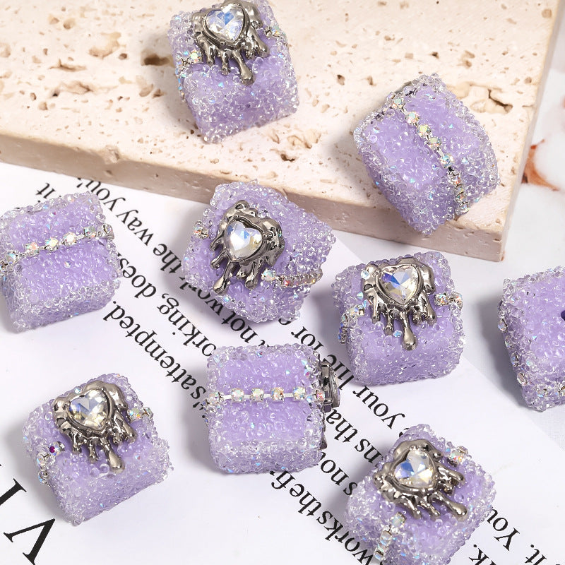 Crowe Heart punk love soft sugar bead chain diamond ball square acrylic bead diy loose bead wholesale