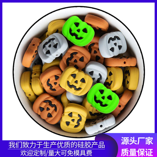 Europe and the United States Halloween pumpkin silicone beads cartoon bat loose beads jewelry accessories cartoon ghost silicone beads wholesale