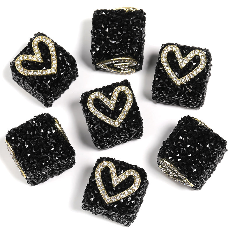 Colored soft sugar square bead Double sided love bow square bead