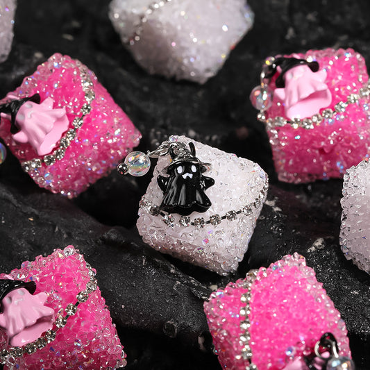Halloween Ghost square diamond ball rhinestones sugar acrylic beads diy jewelry
