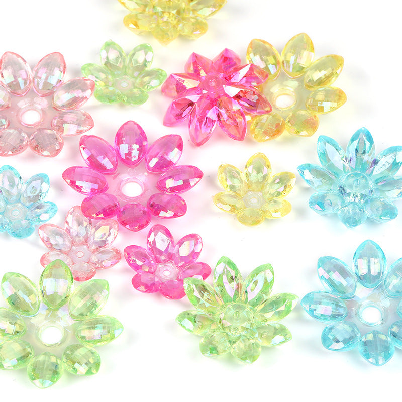 Color-plated acrylic lotus flower pedestal single hole eight petal flower bead loose beads