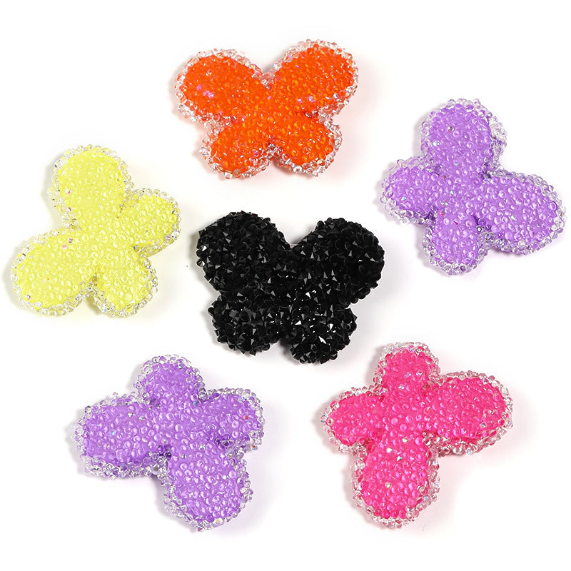 Colored butterfly soft sugar beads filled with diamond acrylic beads