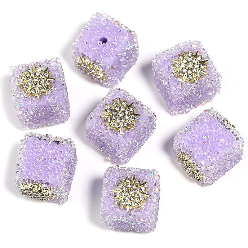 Colored soft sugar square bead Double sided love bow square bead