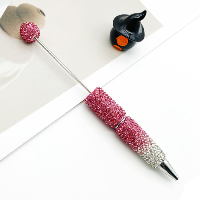 DIY rhinestone Beadable Ballpoint Pen hand paste drill multi-color gradual change drill bead ballpoint pen cap with drill gift pen