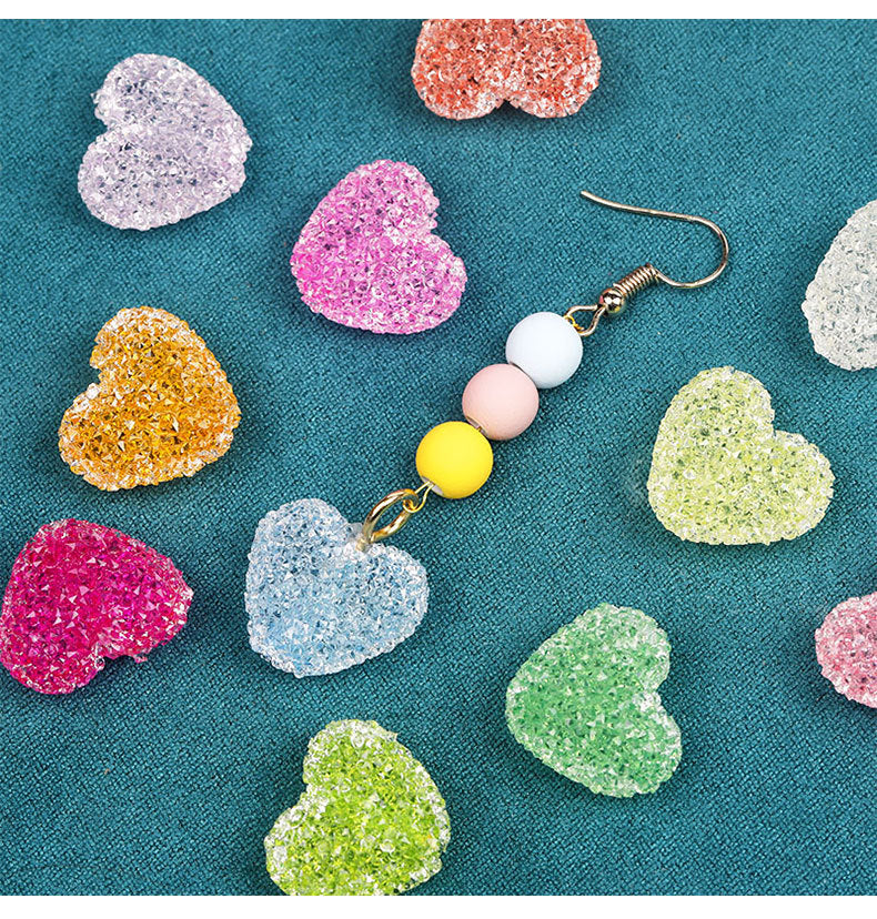 diy jewelry accessories half hole set diamond sugar resin beads candy color love earrings pendant bracelet pendant