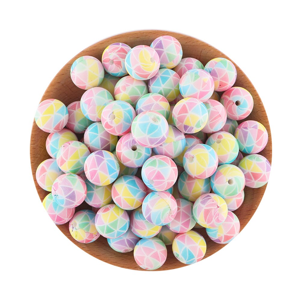 20Pcs/Lot New Printed Silicone Beads 15mm Round Leopard Beads For Jewelry Making DIY Necklace  Jewelry Accessorie