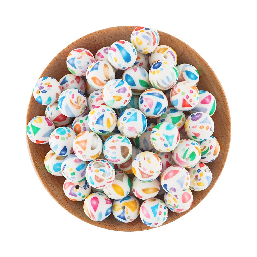 20Pcs/Lot New Printed Silicone Beads 15mm Round Leopard Beads For Jewelry Making DIY Necklace  Jewelry Accessorie