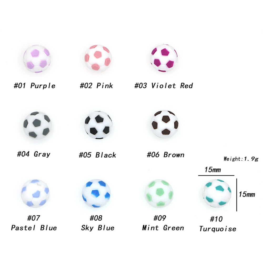 Sunrony 10pcs Football Silicone Beads For Jewelry Making Pendants DIY Necklace Accessories Food Grade Silicone Baby Toys