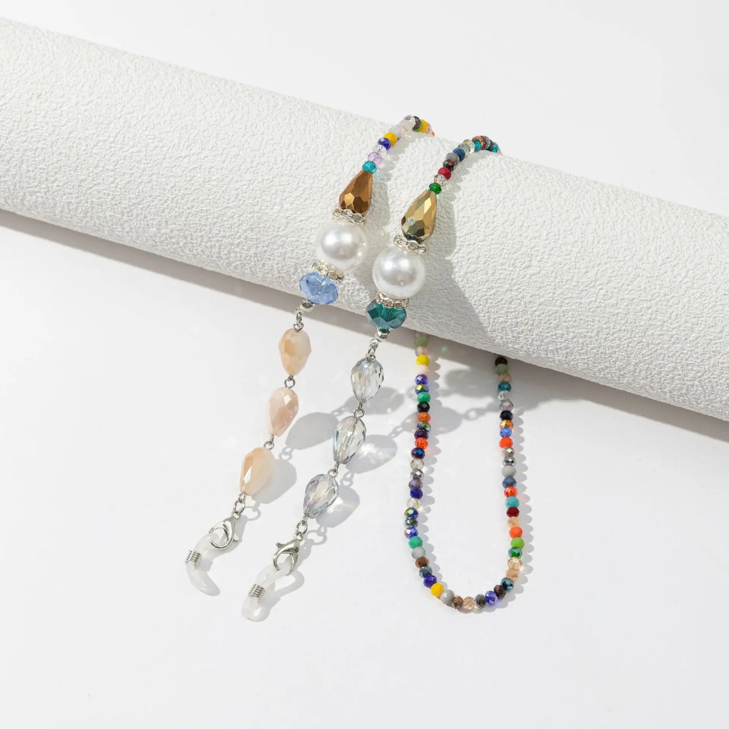 Vintage Courtly Eyeglasses Chain Acrylic Crystal Pearl Beaded Sunglass Jewelry Lanyard For Women Glasses Holder Cord Necklace