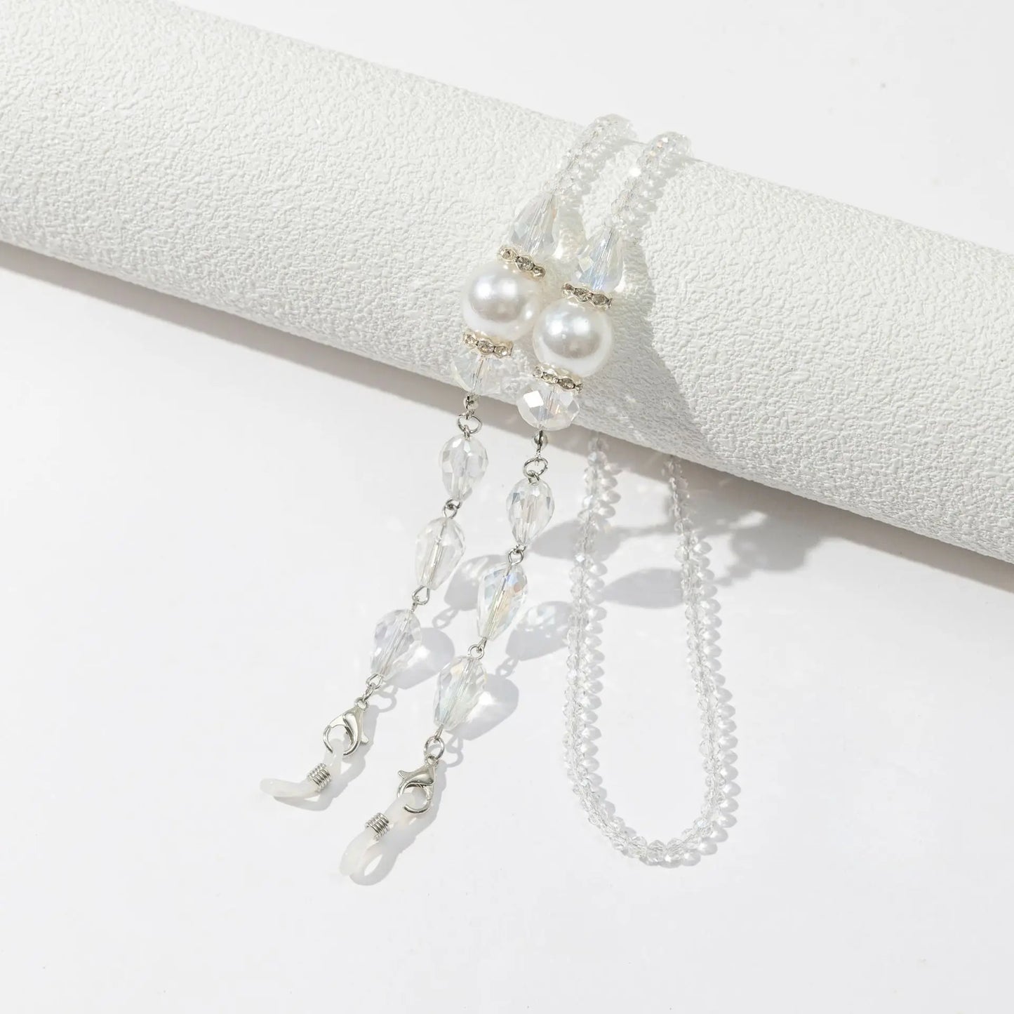 Vintage Courtly Eyeglasses Chain Acrylic Crystal Pearl Beaded Sunglass Jewelry Lanyard For Women Glasses Holder Cord Necklace