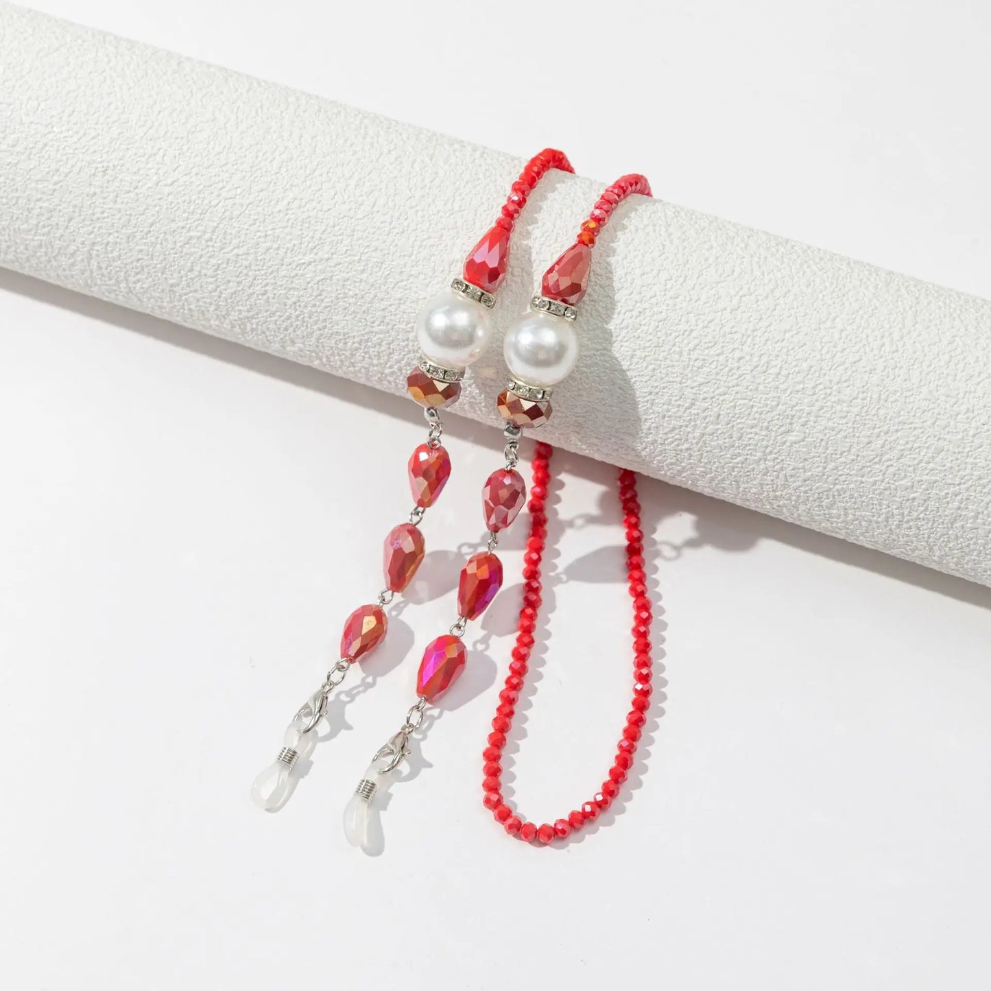 Vintage Courtly Eyeglasses Chain Acrylic Crystal Pearl Beaded Sunglass Jewelry Lanyard For Women Glasses Holder Cord Necklace