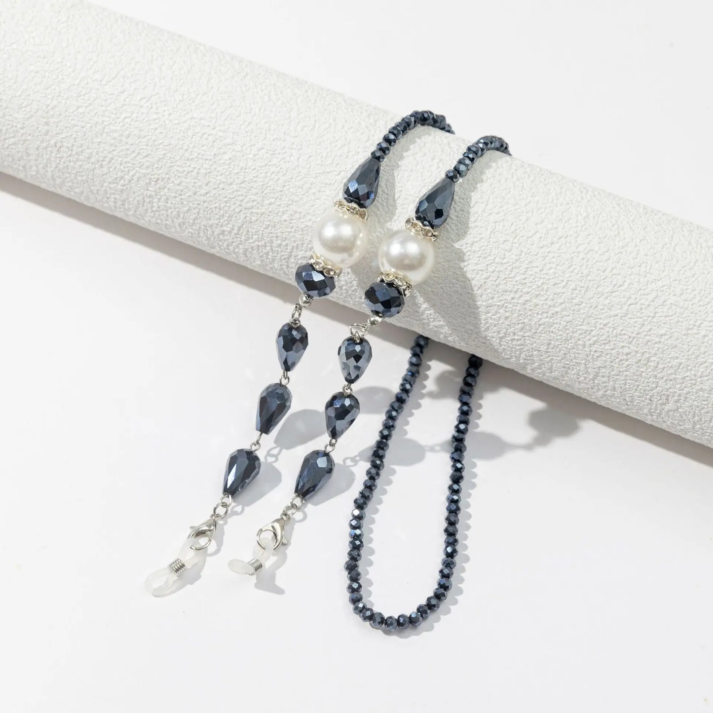 Vintage Courtly Eyeglasses Chain Acrylic Crystal Pearl Beaded Sunglass Jewelry Lanyard For Women Glasses Holder Cord Necklace