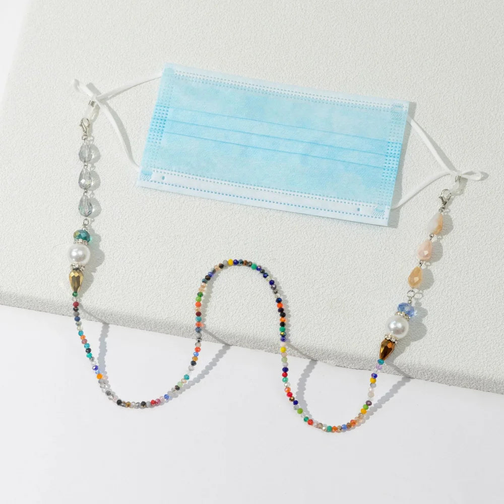 Vintage Courtly Eyeglasses Chain Acrylic Crystal Pearl Beaded Sunglass Jewelry Lanyard For Women Glasses Holder Cord Necklace