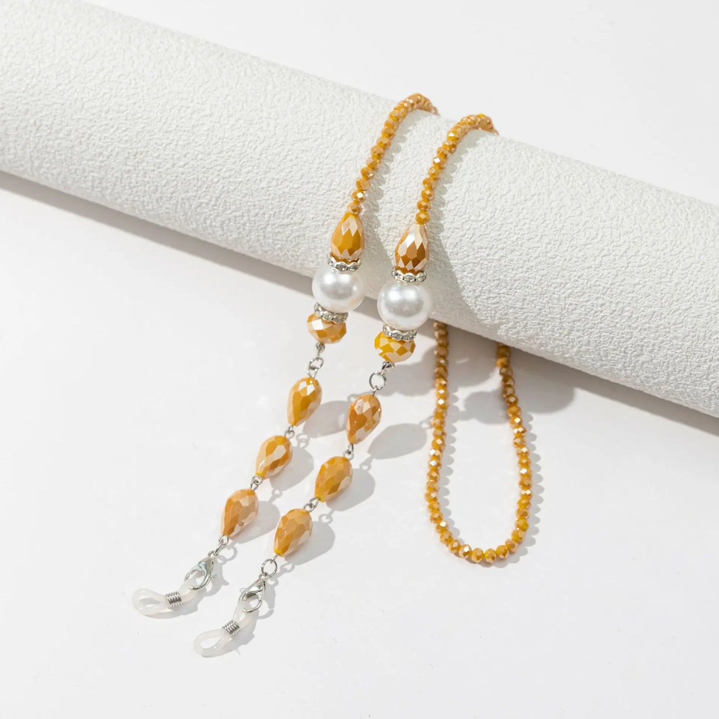 Vintage Courtly Eyeglasses Chain Acrylic Crystal Pearl Beaded Sunglass Jewelry Lanyard For Women Glasses Holder Cord Necklace