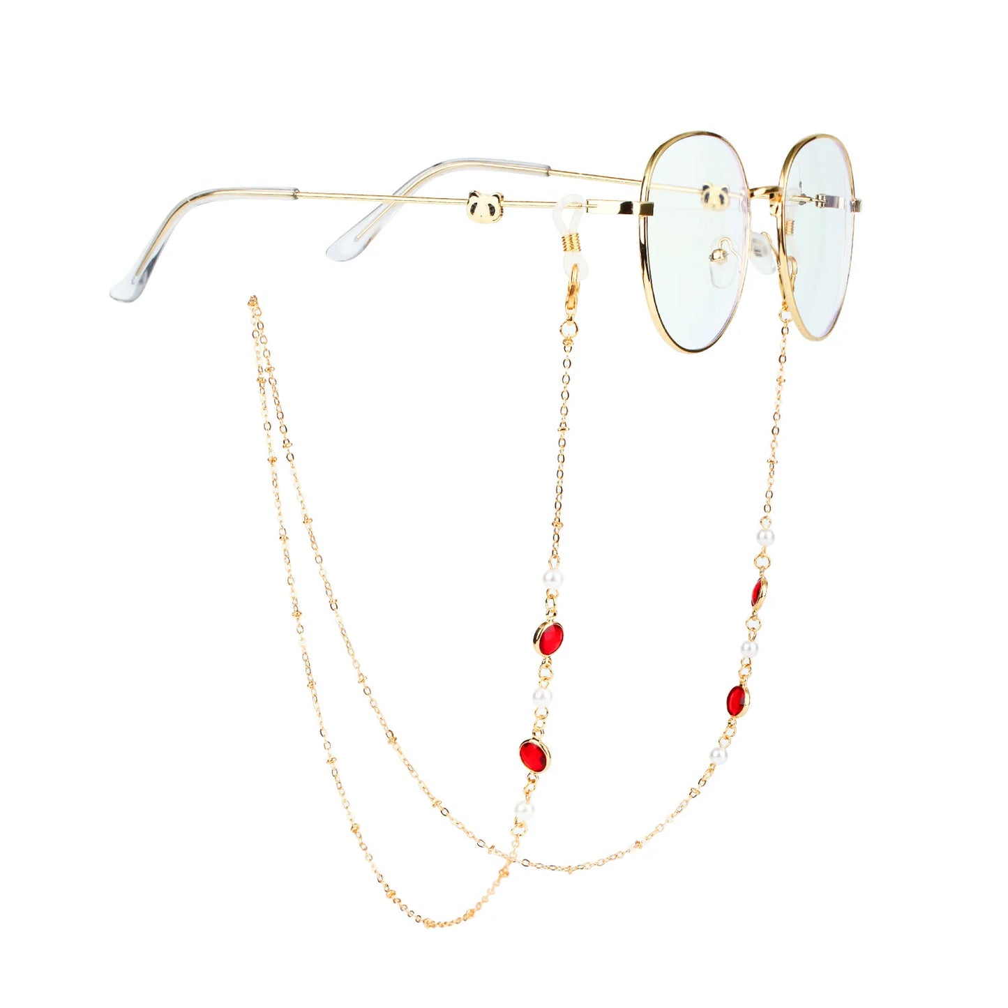 Vintage Fashion Women Eyeglasses Chain Face-Mask Holder Cord Metal Crystal Sunglass Chain Lanyard Non-Slip Reading Glasses Rope
