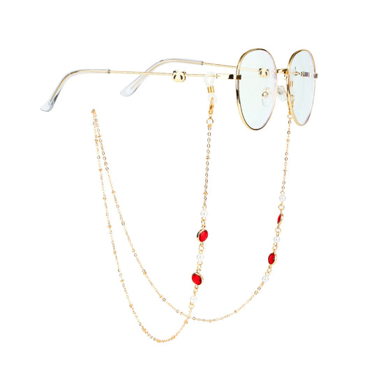 Vintage Fashion Women Eyeglasses Chain Face-Mask Holder Cord Metal Crystal Sunglass Chain Lanyard Non-Slip Reading Glasses Rope