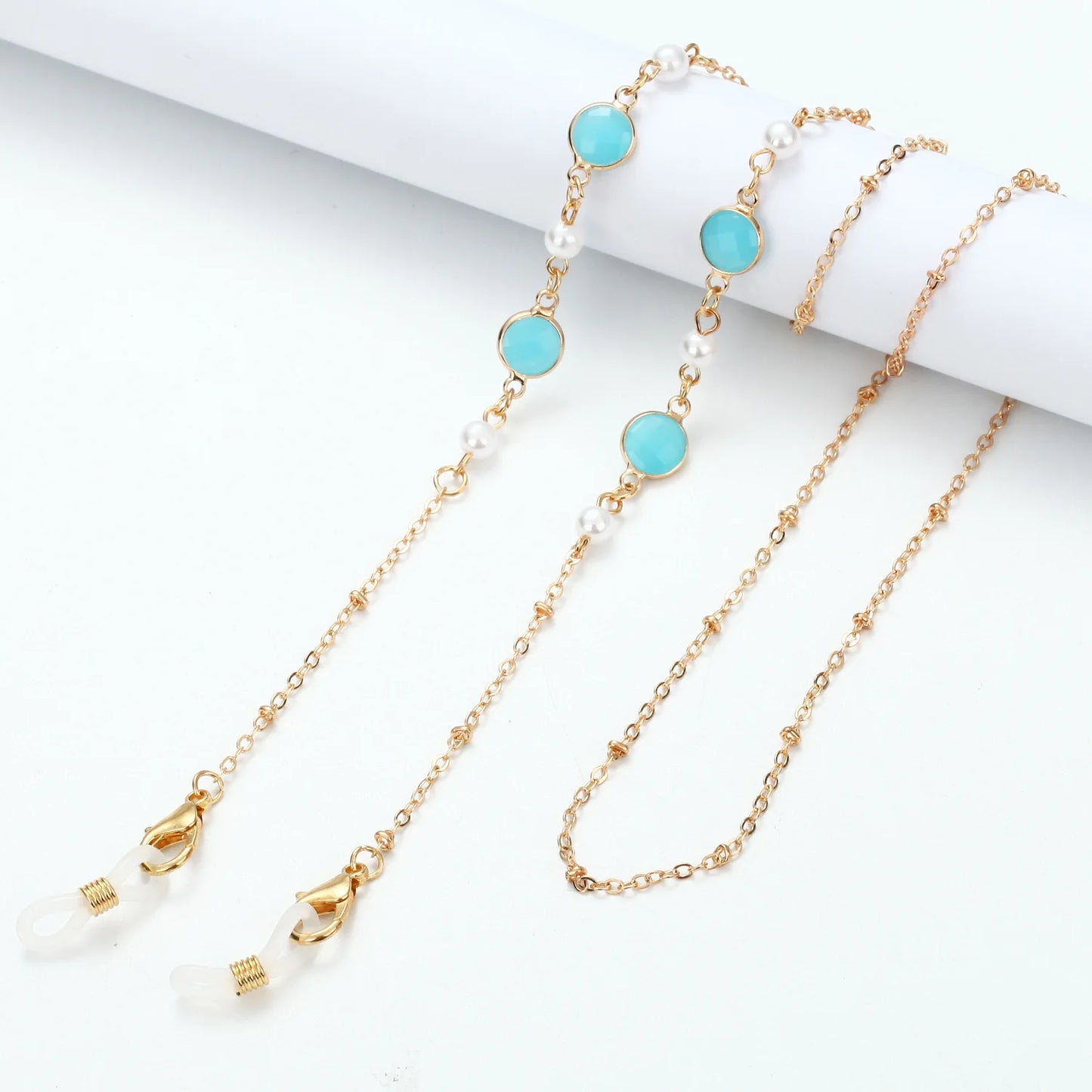 Vintage Fashion Women Eyeglasses Chain Face-Mask Holder Cord Metal Crystal Sunglass Chain Lanyard Non-Slip Reading Glasses Rope