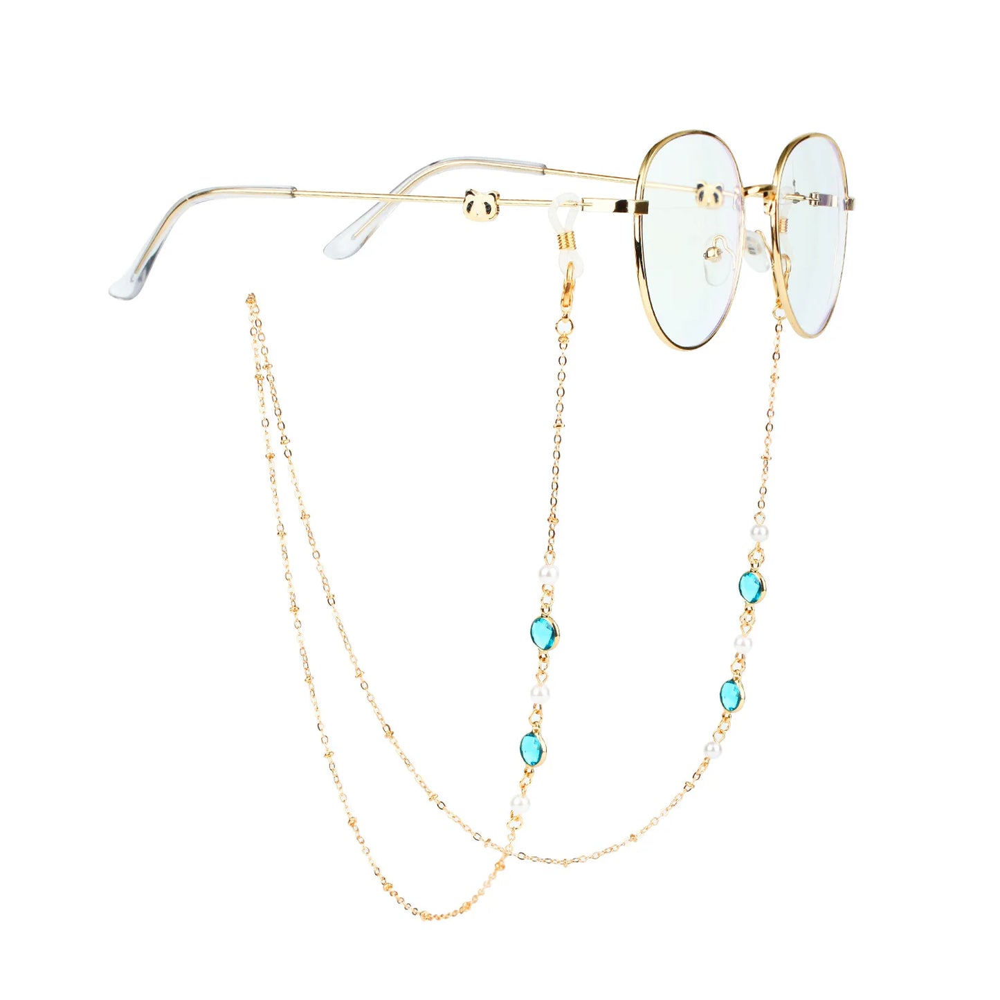 Vintage Fashion Women Eyeglasses Chain Face-Mask Holder Cord Metal Crystal Sunglass Chain Lanyard Non-Slip Reading Glasses Rope