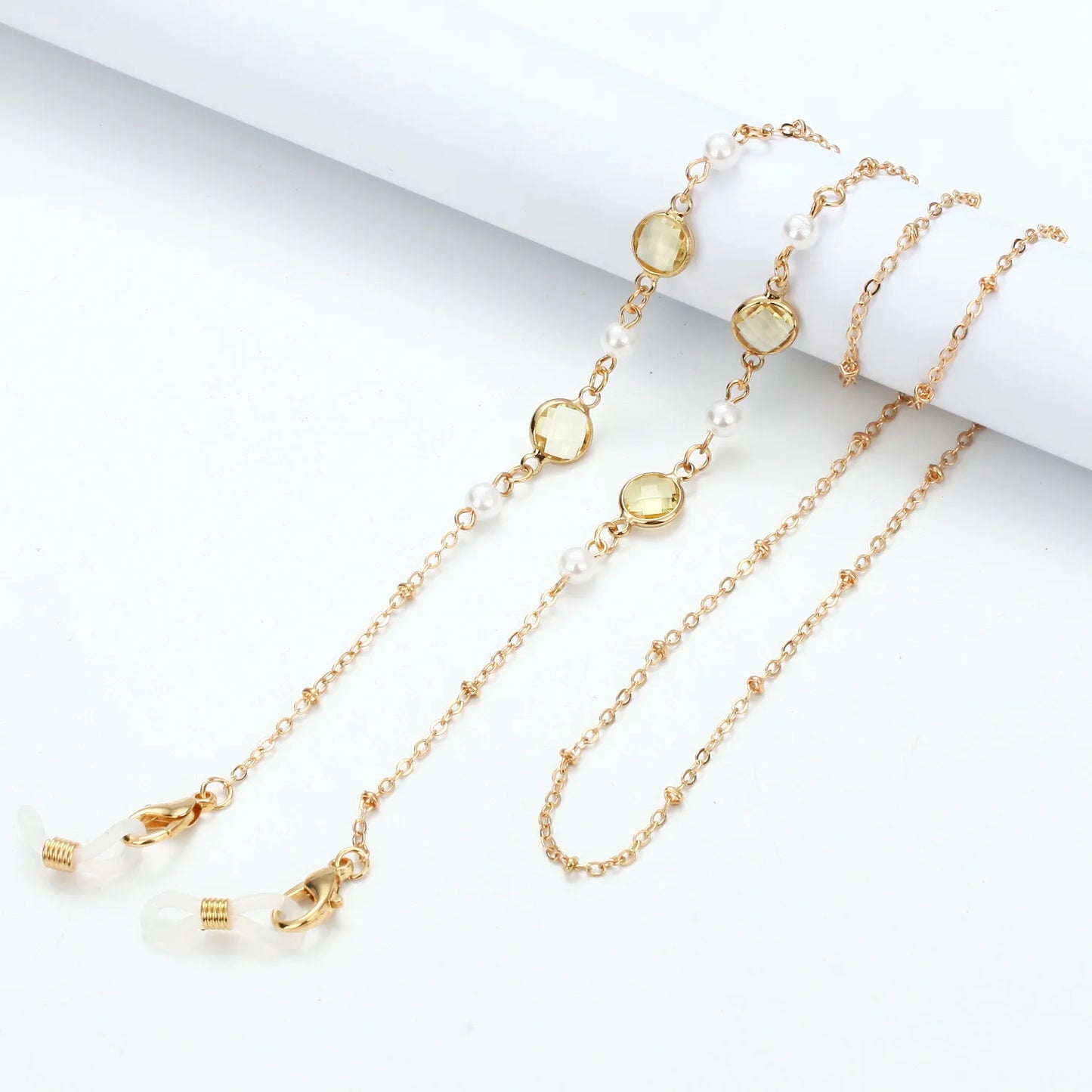 Vintage Fashion Women Eyeglasses Chain Face-Mask Holder Cord Metal Crystal Sunglass Chain Lanyard Non-Slip Reading Glasses Rope