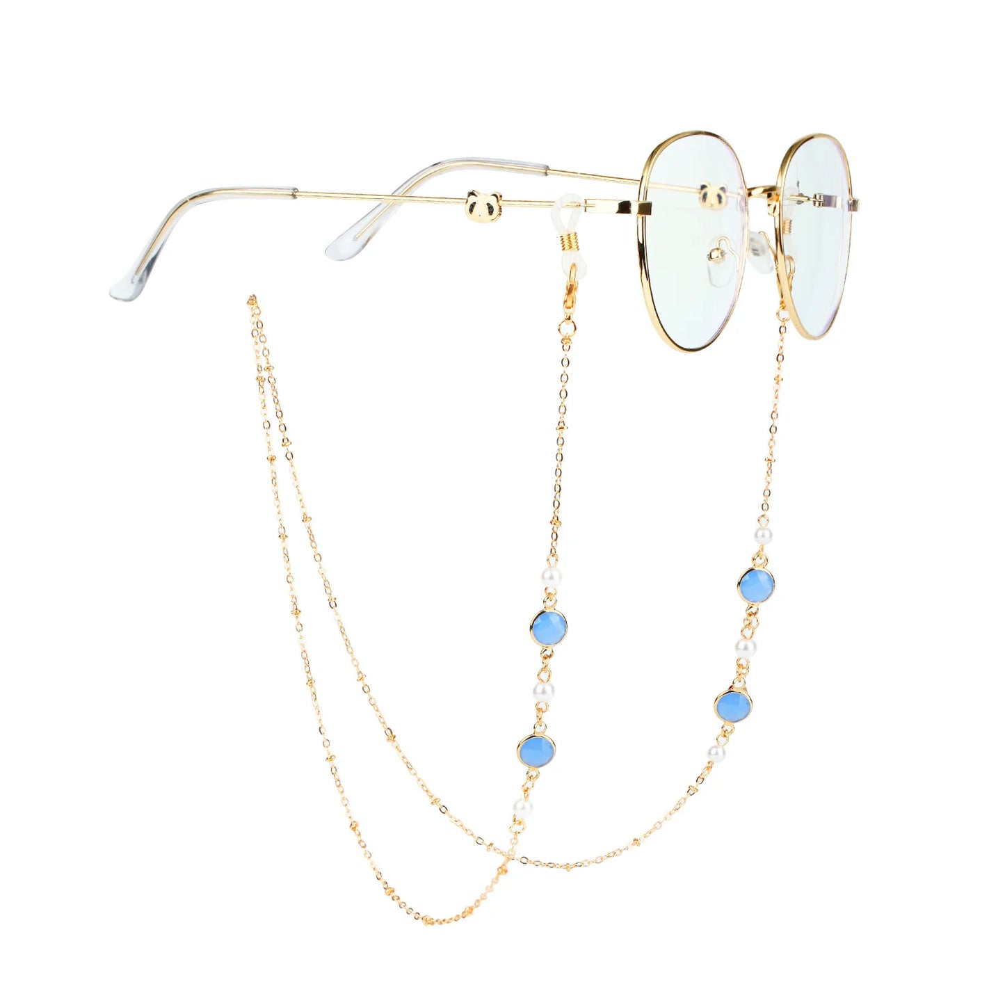 Vintage Fashion Women Eyeglasses Chain Face-Mask Holder Cord Metal Crystal Sunglass Chain Lanyard Non-Slip Reading Glasses Rope